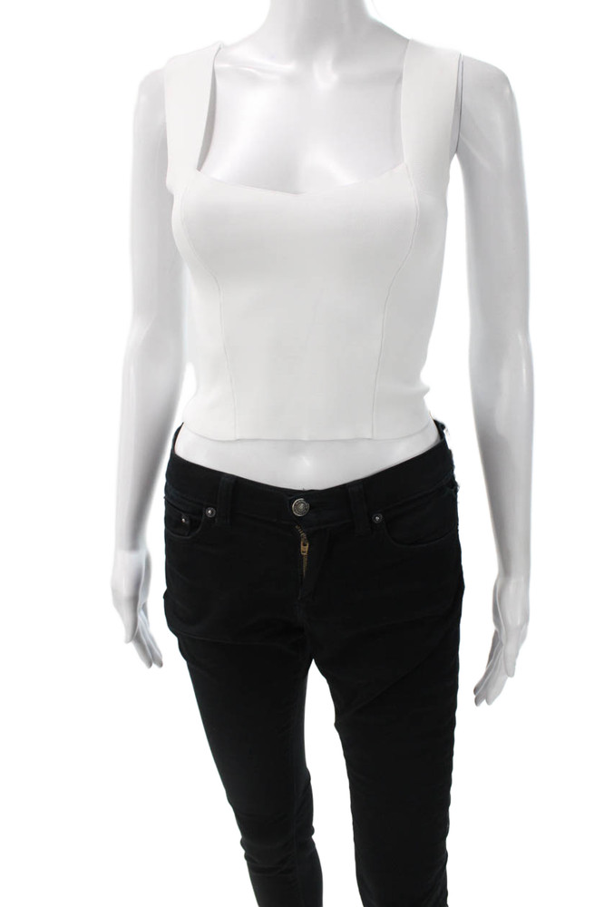 A.L.C. Womens Cropped Tank White Rayon Square Neck Sleeveless Size XSFree Shipping in US $100+ Orders | $6.95 Orders Below