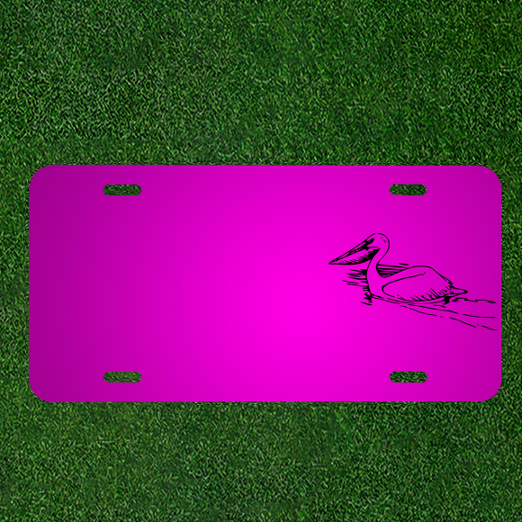 Create Your Unique Custom Car License Plate with Personalized Pelican Bird Swimming Design Featuring Added Names