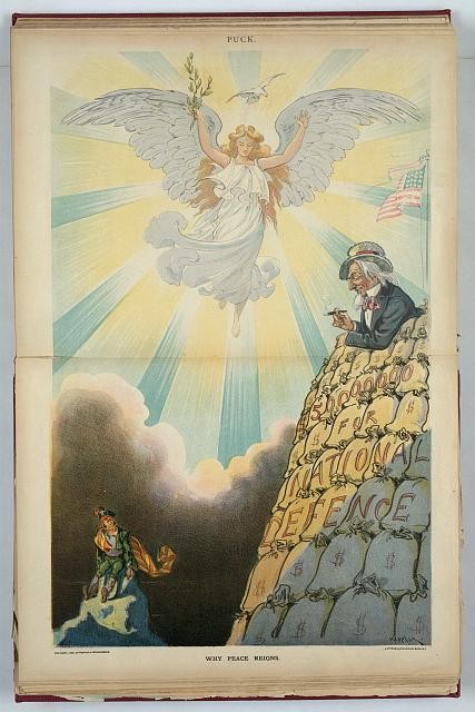 Photo of Puck,Why Peace Reigns,1898,Keppler,Uncle Sam,National Defense,Spain