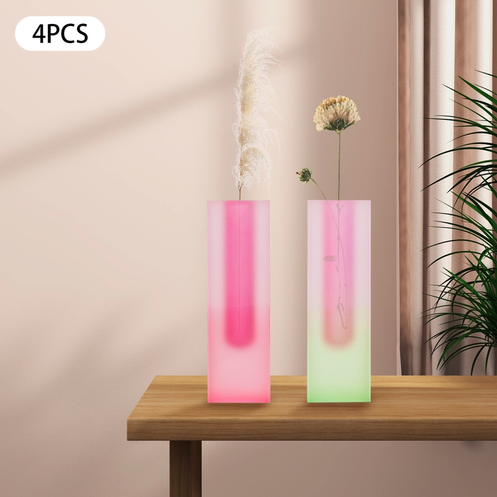 4 PCs Acrylic Vase Gradient Color Desktop Flower Vase Home Decor 22*13*13cm