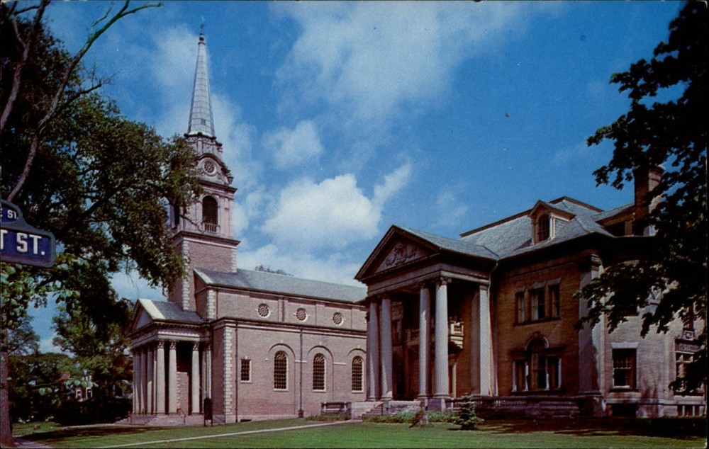 First Presbyterian Church ~ Utica New York ~ 1950s-60s vintage postcard
