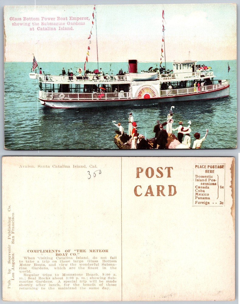 Glass Bottom Boat Emperor Catalina Island Postcard