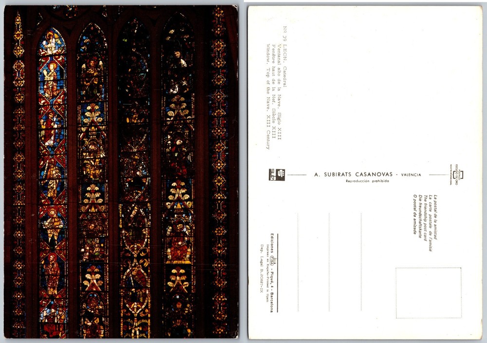 Continental Cathedral Stained Glass Windows Postcard