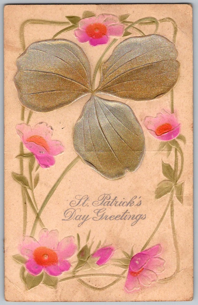 Antique Postcard St Patrick's Day Shamrock 1910s