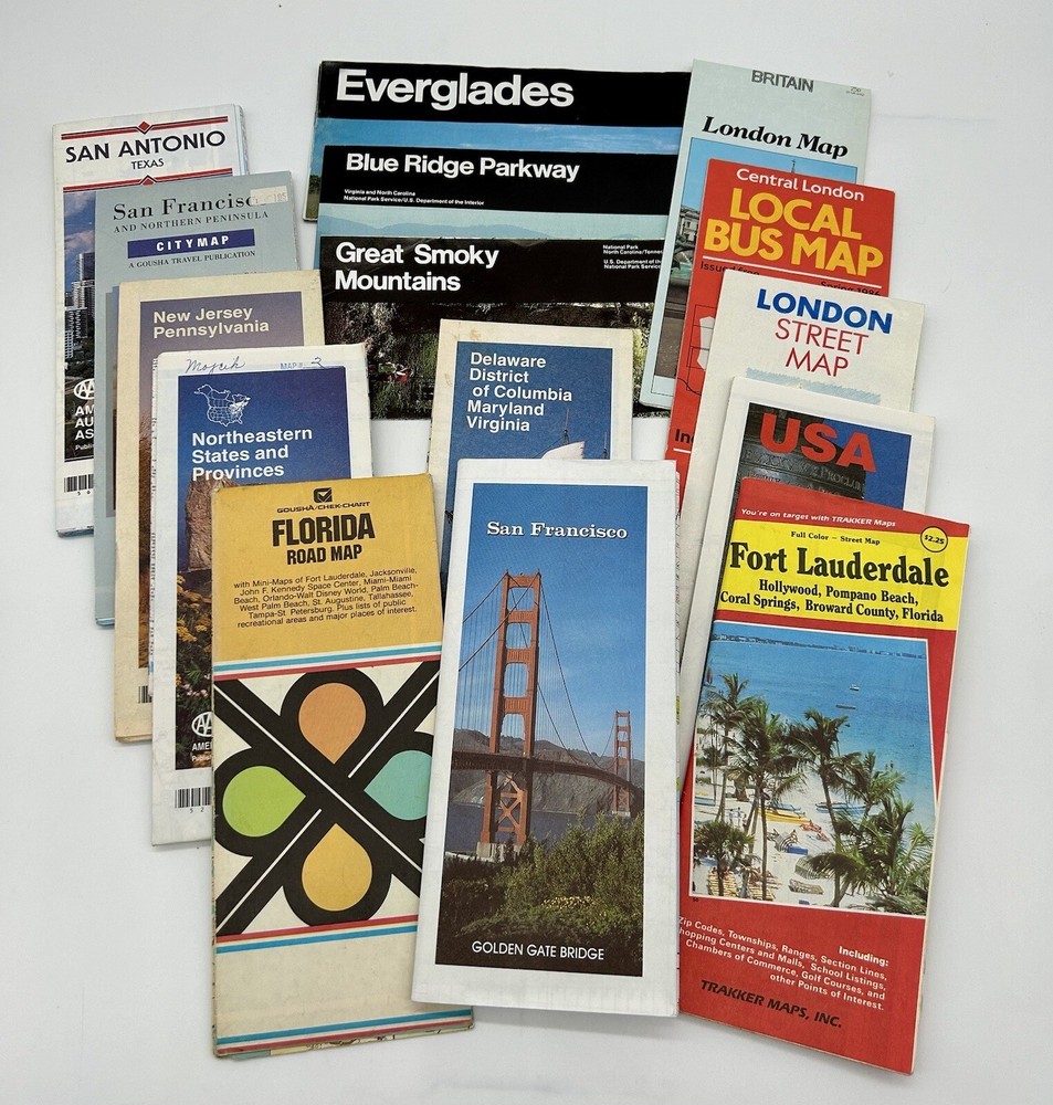 Lot of 15 Assorted Vintage Road, City & National Park Maps