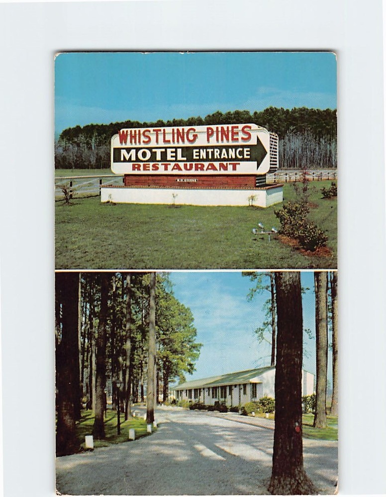 Postcard Whistling Pines Motel Elizabeth City North Carolina USA