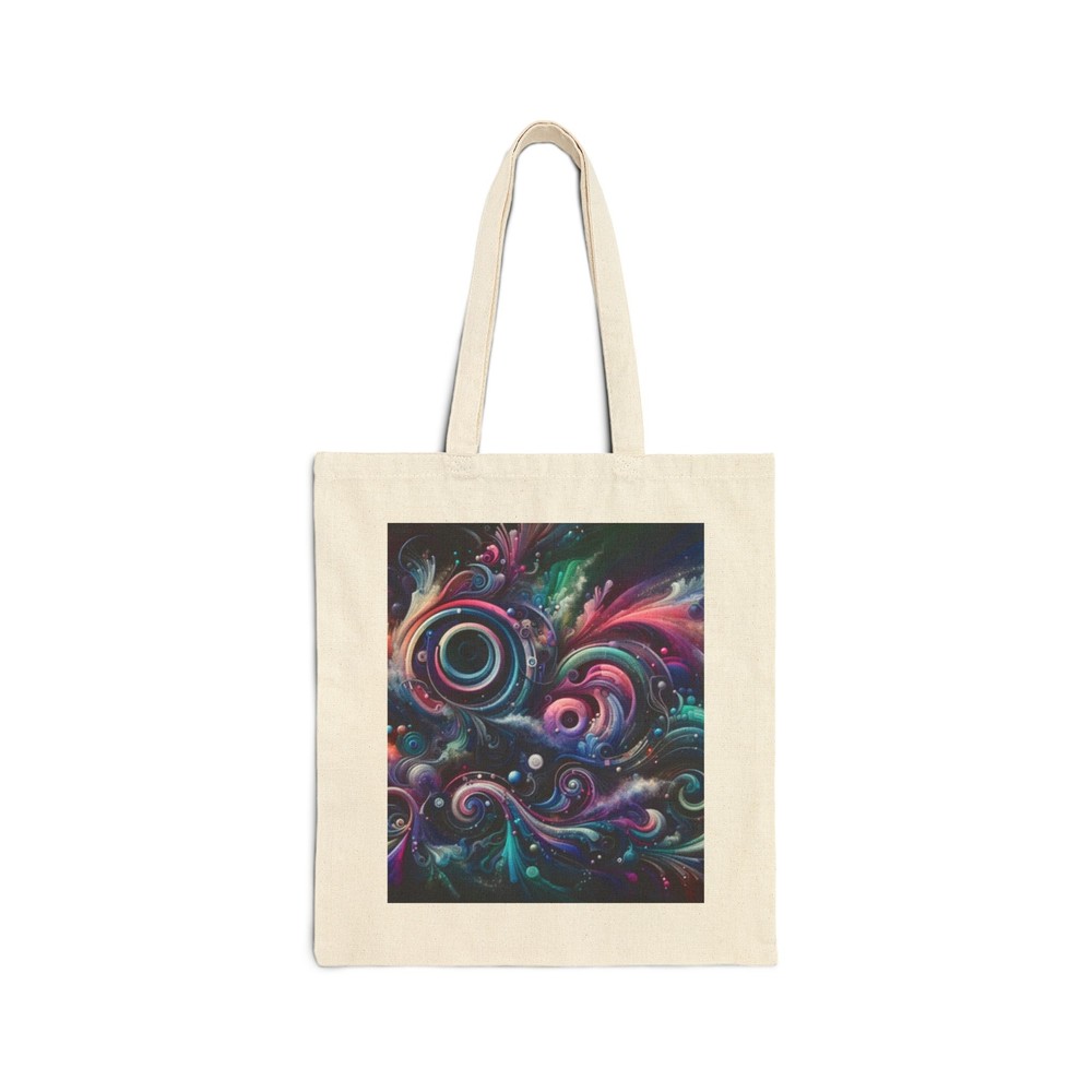 Cotton Canvas Tote Bag with Abstract Design in Teal Fuchsia Purple and Black - Perfect Gift