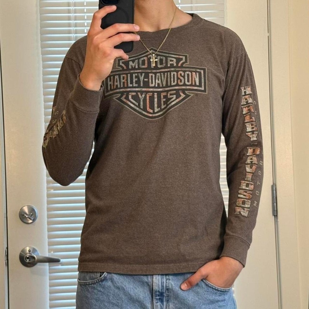 Harley Davidson brown long sleeve shirt medium