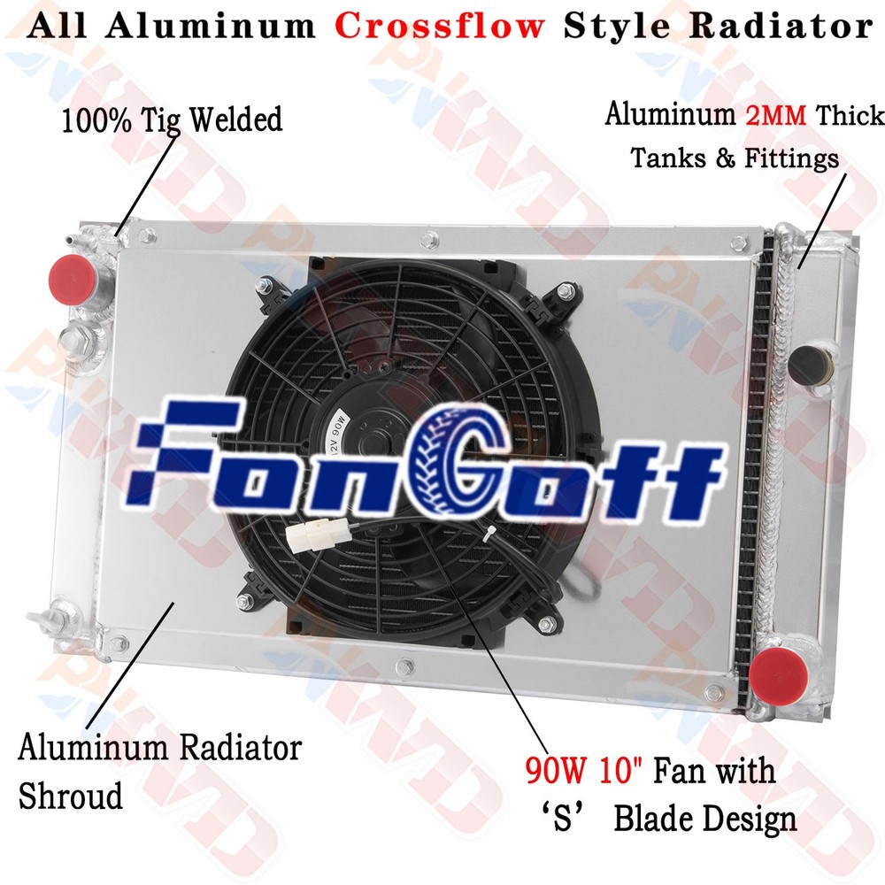 3 Row Aluminum Radiator Fan Shroud for Porsche 944 2.5L 2.7L Non-Turbo Manual 1983-1991