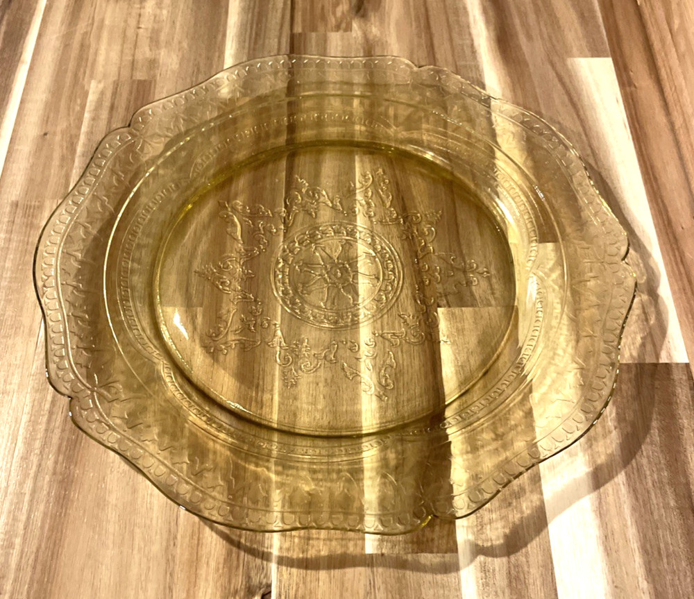 Vtg Patrician Spoke Federal Depression Glass Amber Yellow 11