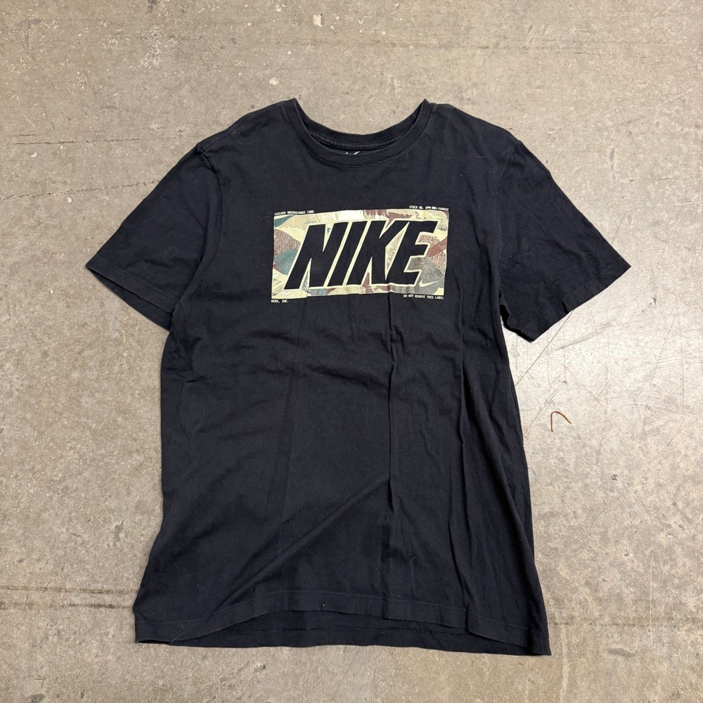 Nike Mens Graphic Tee Black Camo Logo Short Sleeve Crewneck T-Shirt Size M