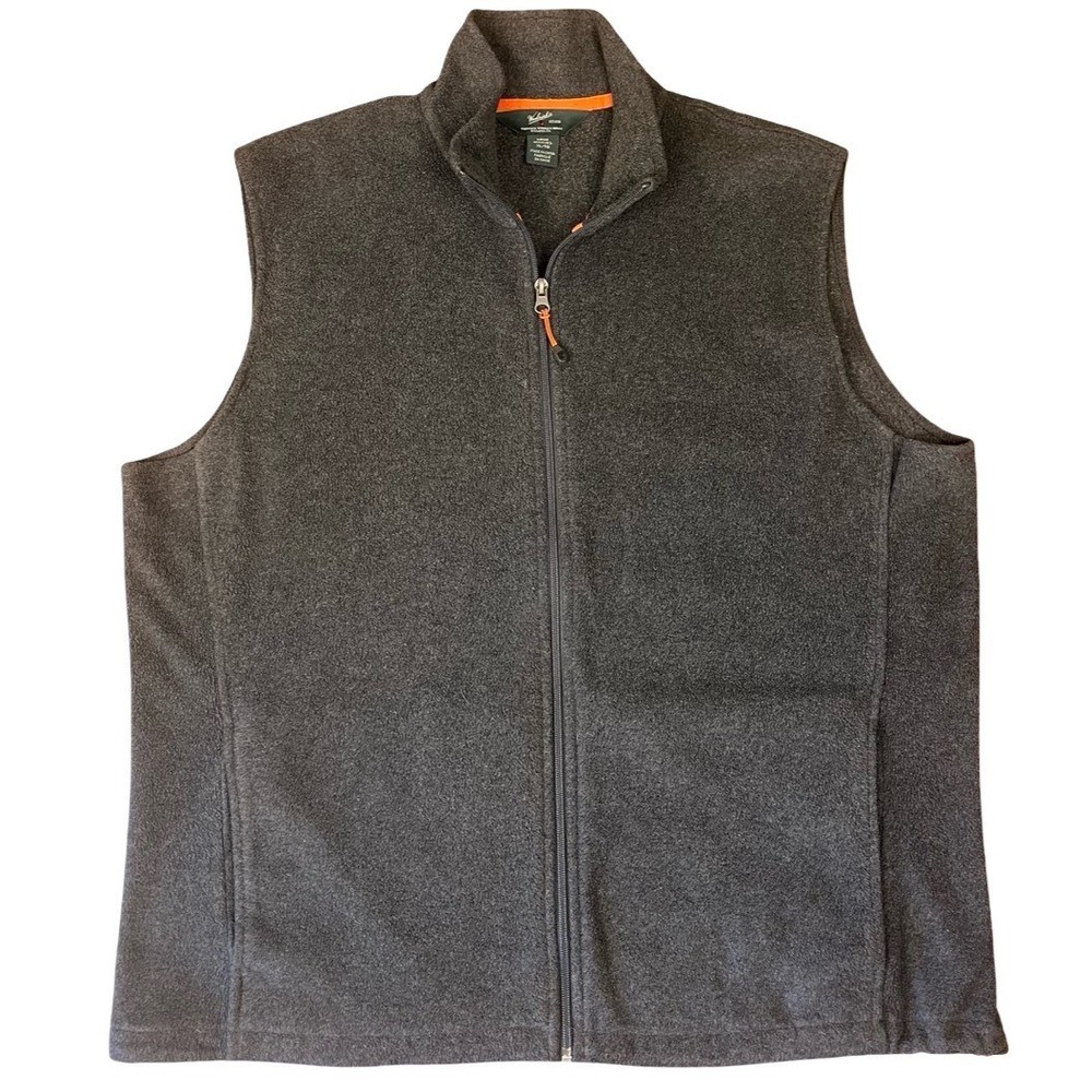Woolrich Mens Fleece Vest XL Full Zip Charcoal Gray Outdoor Layering SD-IFR