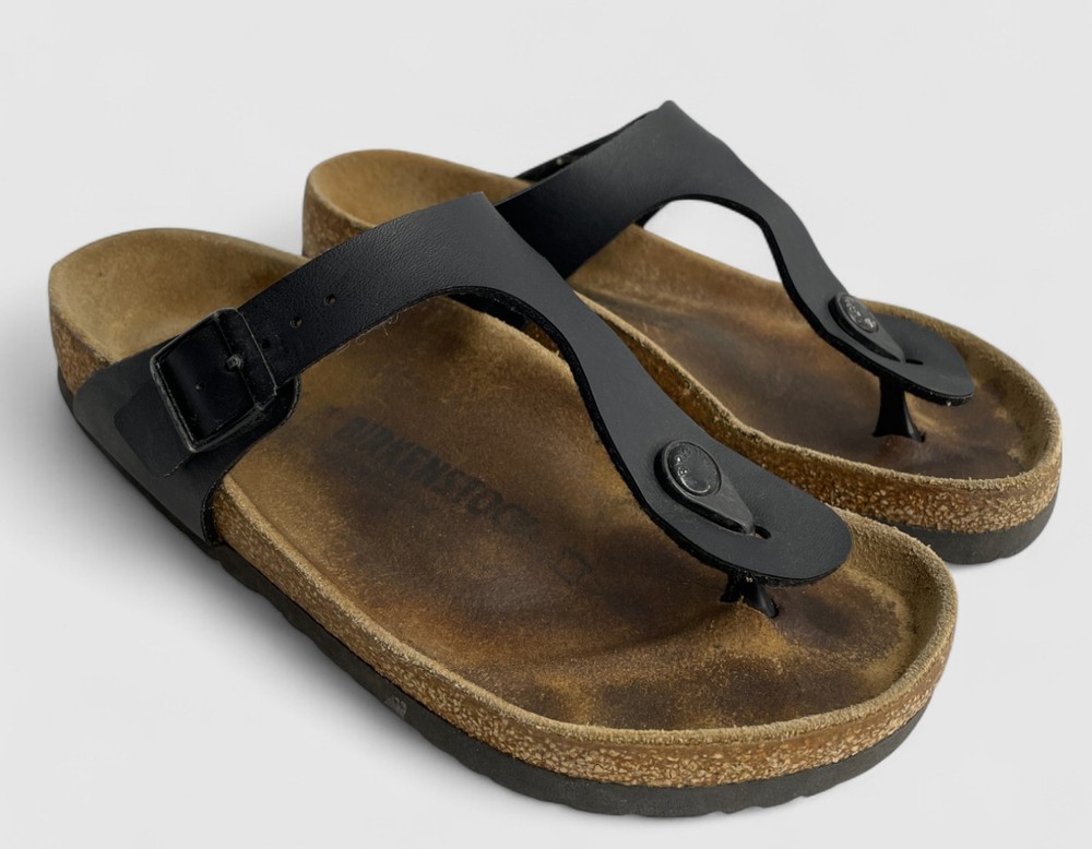 BIRKENSTOCK Gizeh Black Germany Made Thong Sandals Women's 37 EU 6 US