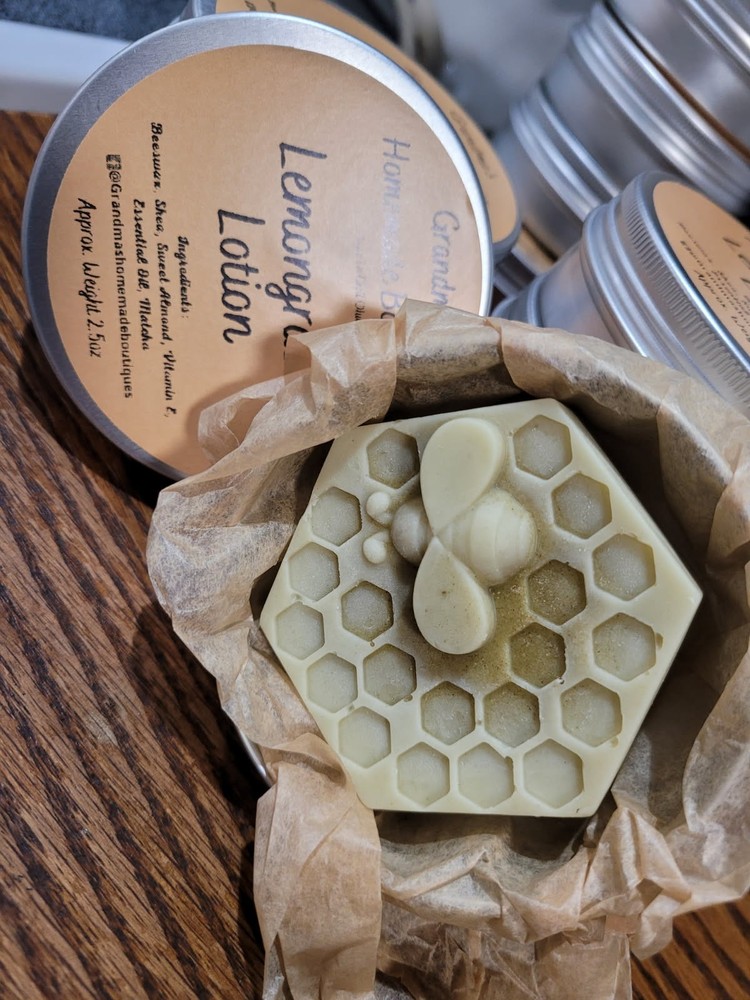 Lemongrass Lotion Bar with Beeswax Shea Butter Sweet Almond Vitamin E Oil