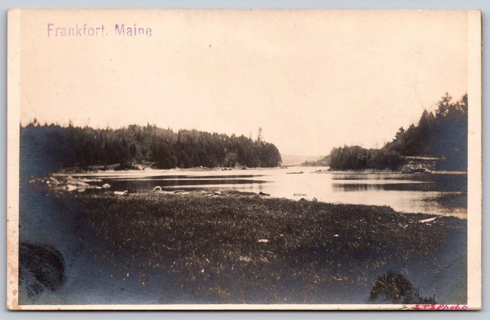 Frankfort Maine STS Real Photo Postcard RPPC Early 1900s Scenic Waterway C419