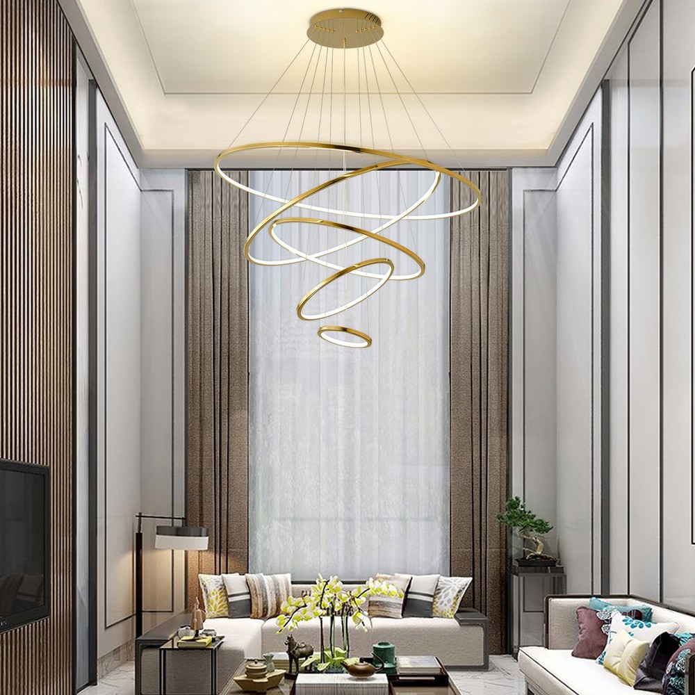 Modern 5-Ring LED Chandelier for Living Room Ceiling Lighting Fixture