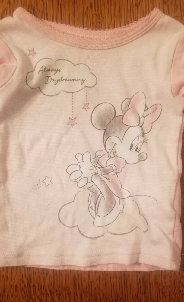 Disney Baby 9M Baby Girl Long Sleeve Shirt Pink Minnie Mouse Always Daydreaming