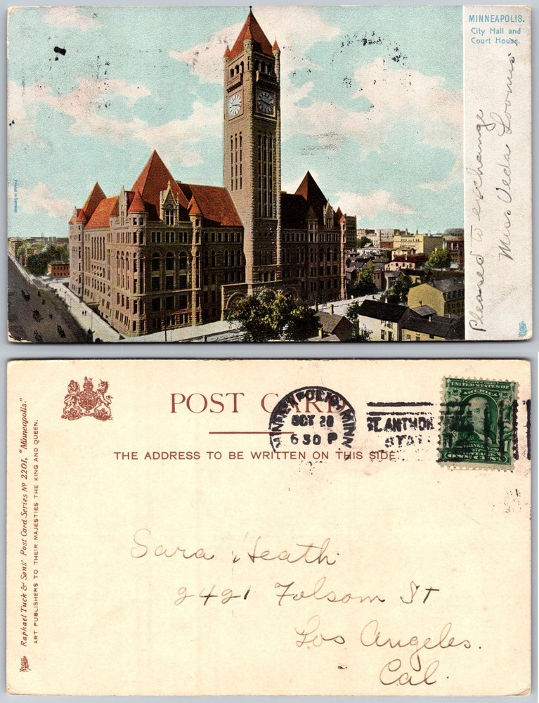 City Hall Court House Minneapolis Minnesota Postcard