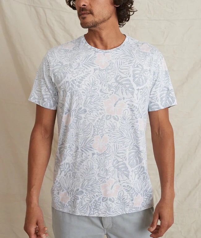 Marine Layer Size S, M, & M/L Men's T-Shirt Hawaiian Floral Reverse Print Tee