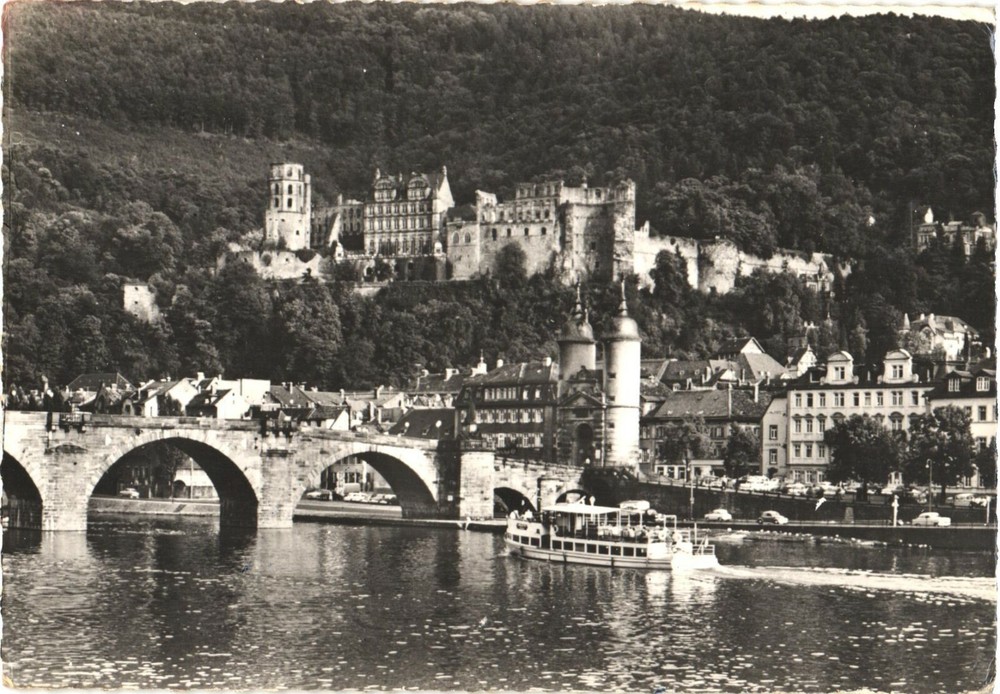 View of Old Bridge With Heidelberg Castle, Heidelberg, Germany Postcard