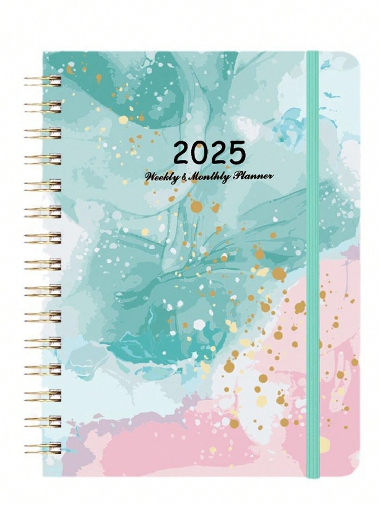 2025 New Floral Planner Notebook, Weekly Schedule Diary Journal, Spiral Bound