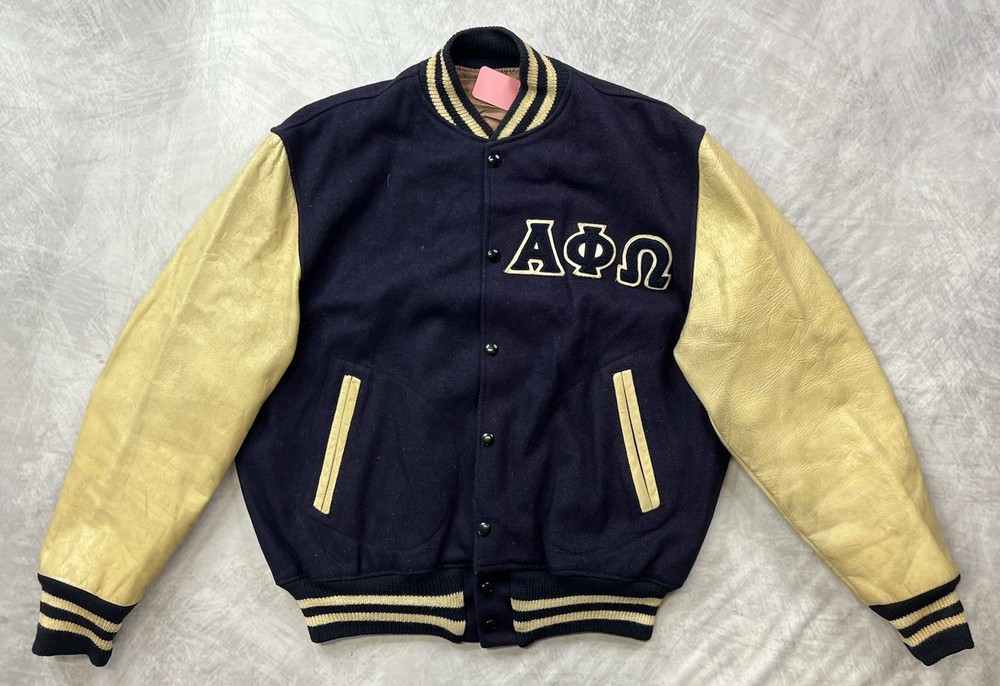 Vintage Pittsburgh Sport Shop Varsity Letterman Jacket Size 42 Alpha Phi Omega
