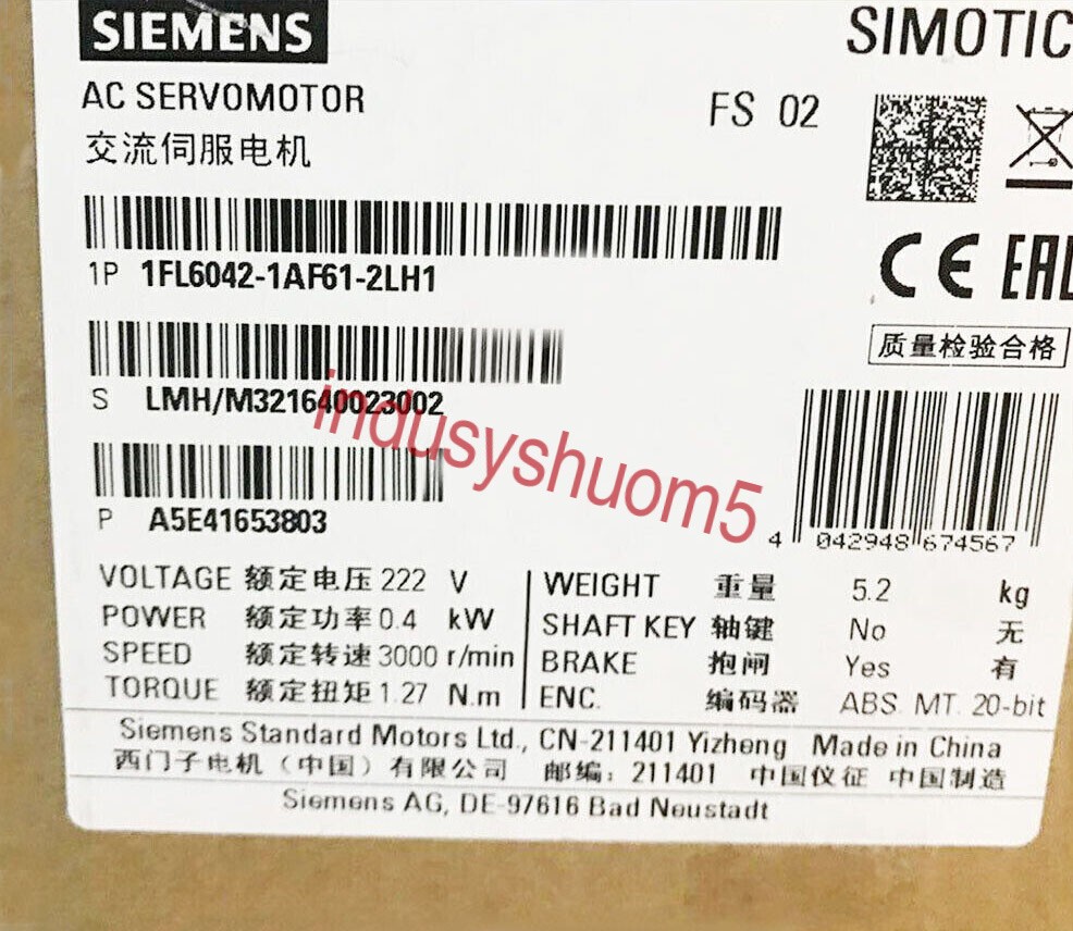 1Fl6 042-1Af61-2Lh1 New Siemens Simotics Ac Servo Motor 1Fl6042-1Af61-2Lh1