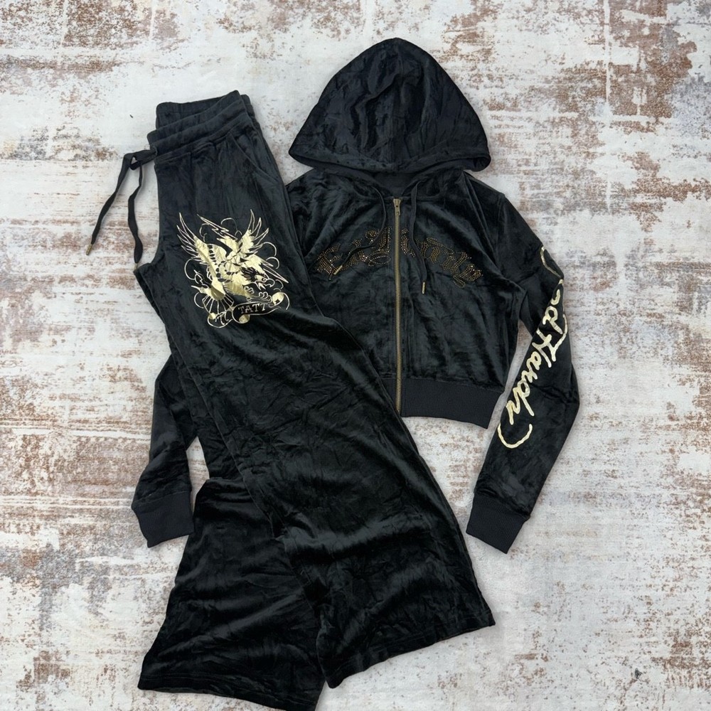 Y2k women ed hardy tracksuit set size M