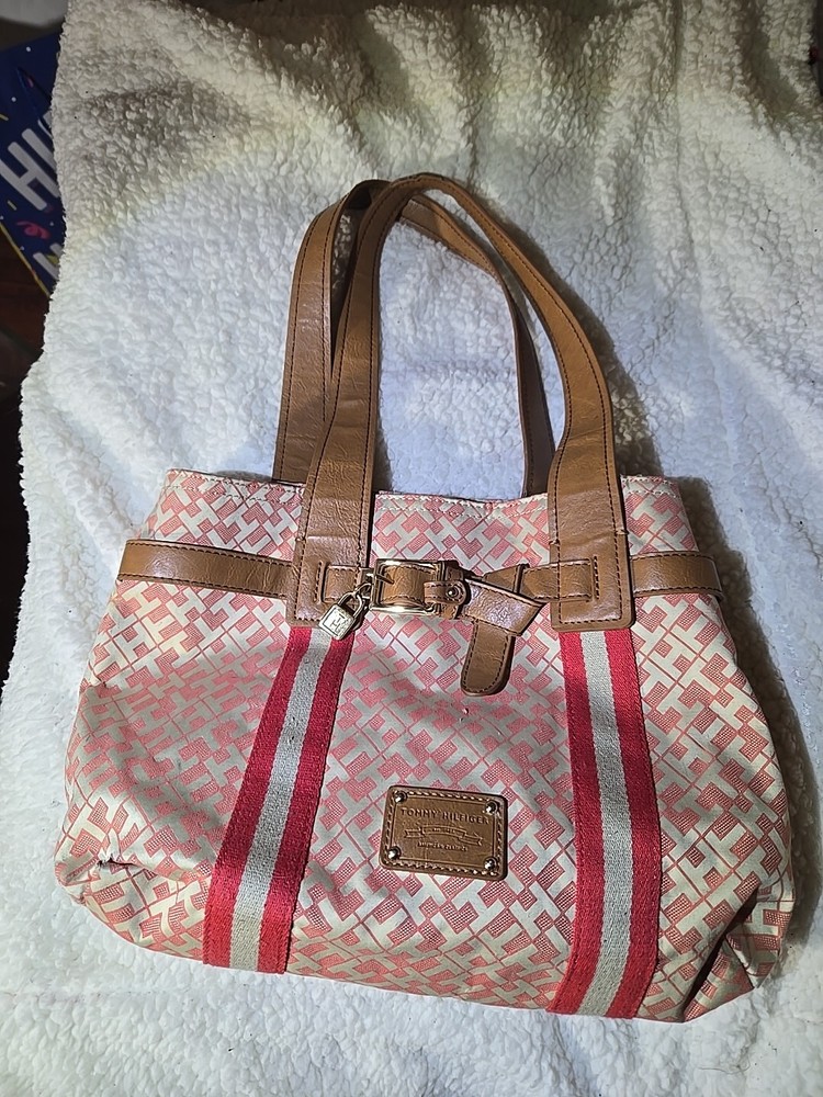 Tommy Hilfiger Purse Pink TH Pattern Great Condition Shoulder Bag