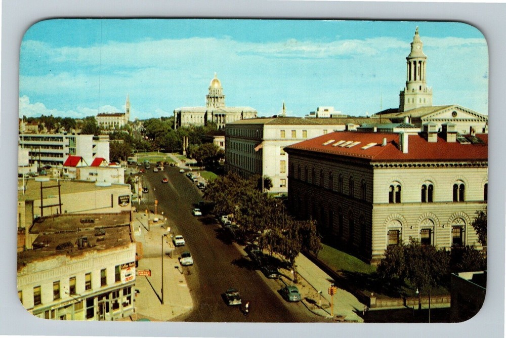 Denver CO-Colorado, Colfax Avenue, US Mint Capitol Classic Cars Vintage Postcard