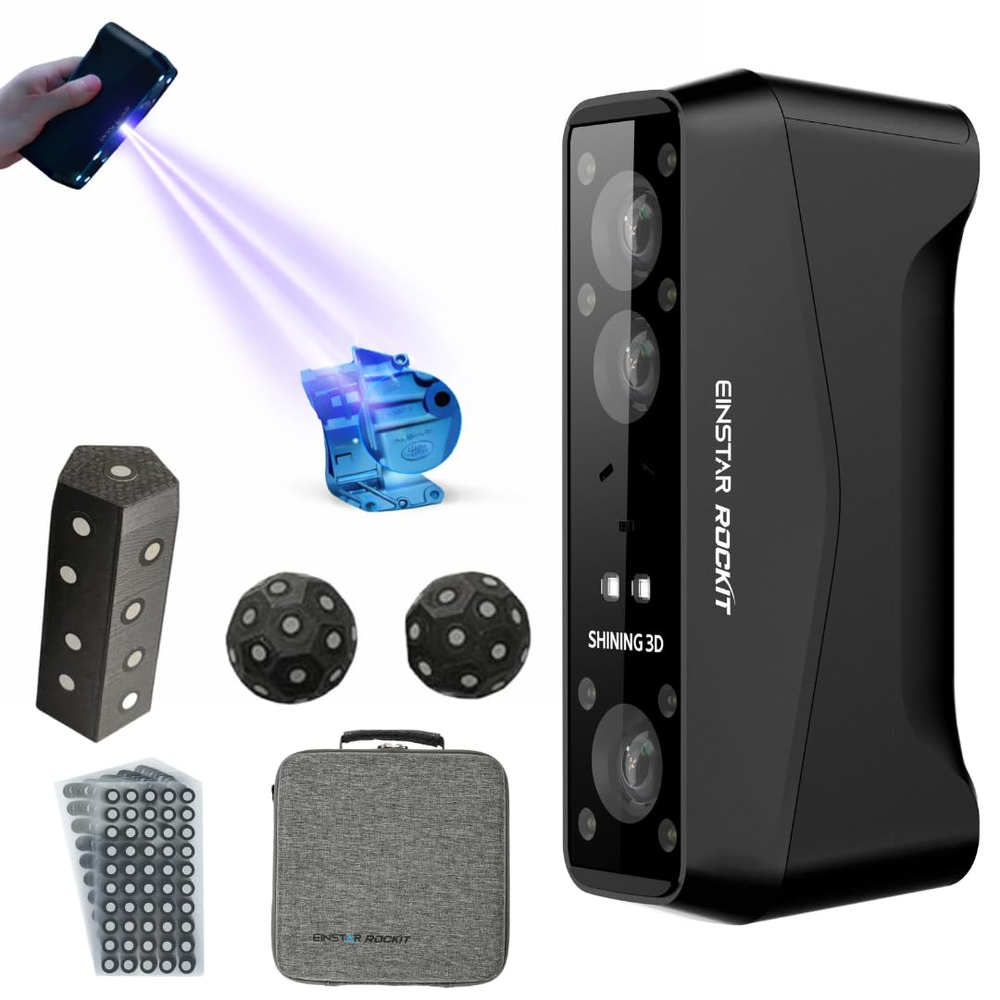Rockit Wireless Handheld 3D Scanner for 3D Printing – Dual Light Source, 38 Blue