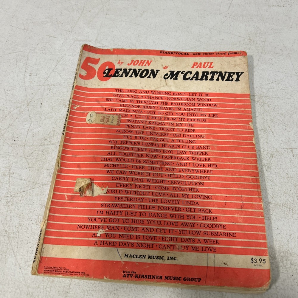 50 By John Lennon Paul McCartney Sheet Music Book Piano/Vocal w/ Guitar Chords