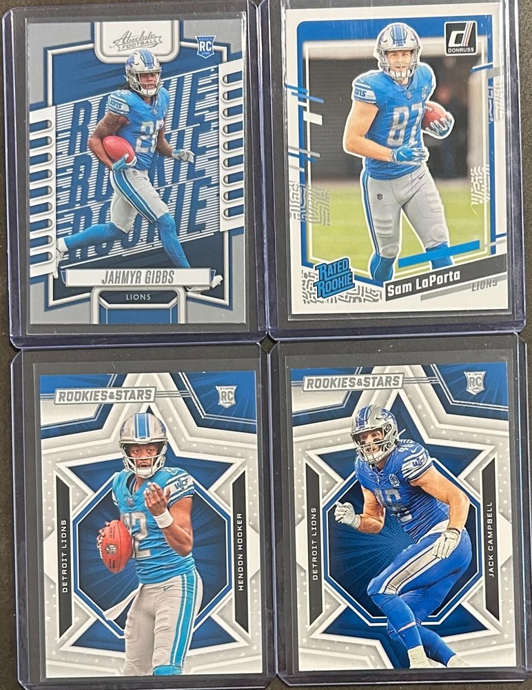 2023 Panini Football Detroit Lions 4 Card Rookie Base Trading Lot!
