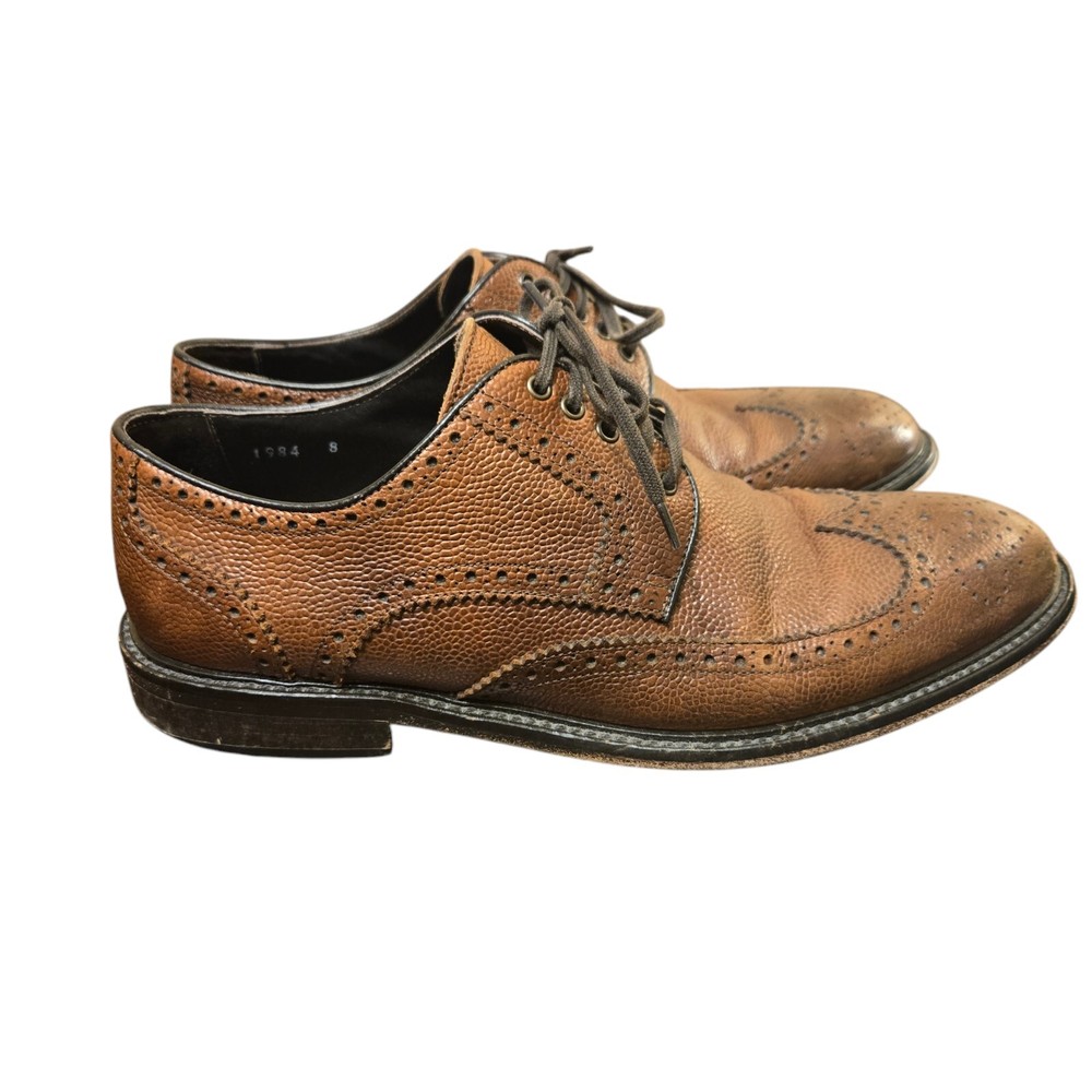 To Boot New York Italy Pebbled Leather Wingtip Derby Shoes Men's US 8 Brown