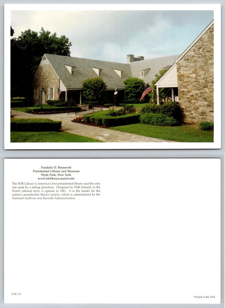 FDR Presidential Library Museum Hyde Park NY Postcard Franklin D. Roosevelt NARA