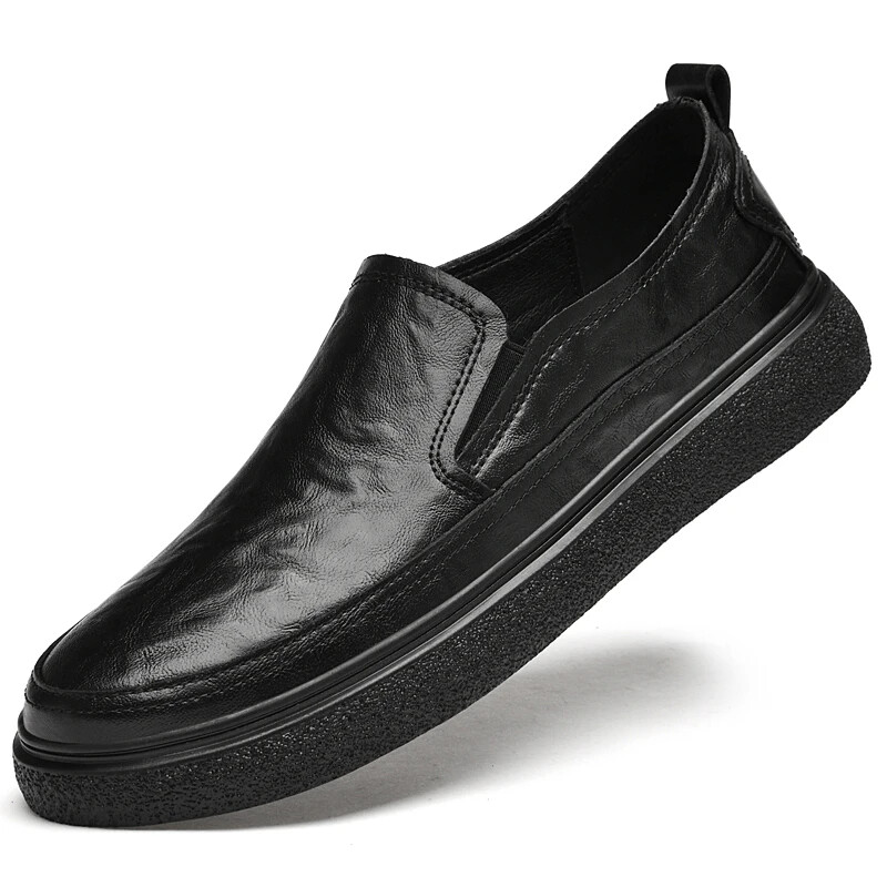 Male Comfort Walking Shoes Breathable Soft Loafers Leather Flat Driving Shoes