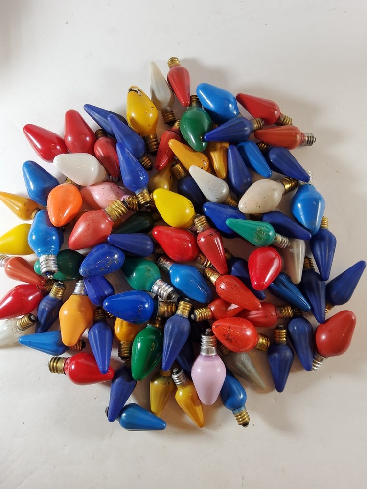 Vintage Large Collection Of Christmas Light Bulbs.