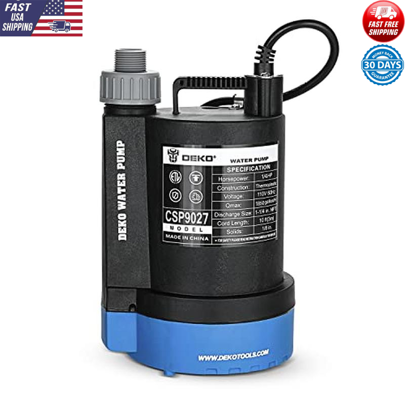 1/4HP Submersible Water Pump 1850GPH Utility Pump Garden Pool Drainage New