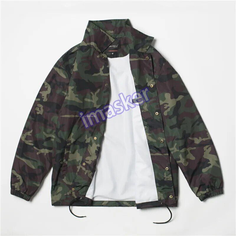 Mens Nylon Hip Hop Streetwear Camouflage Coaches Jacket Vintage Waterproof Coat