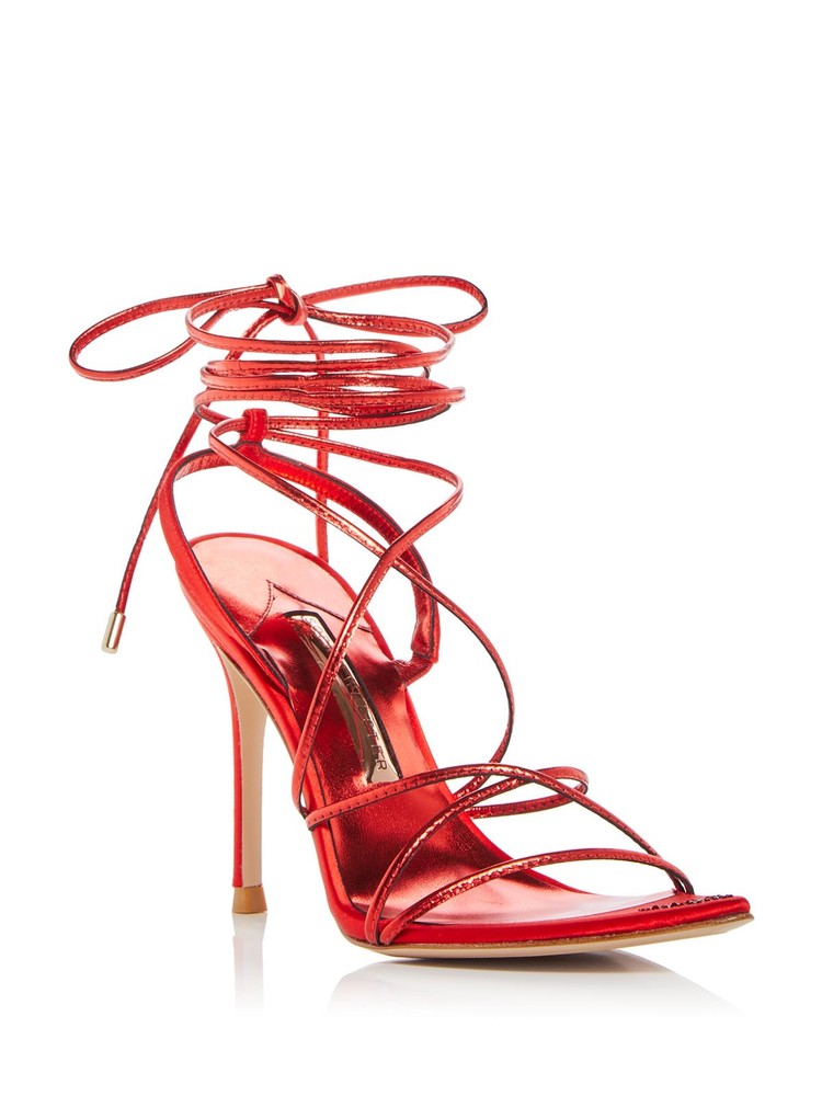 SOPHIA WEBSTER Womens Red Amora Open Toe Stiletto Leather Heeled Sandal 37
