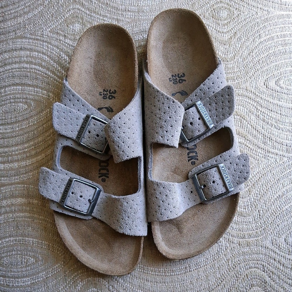 Birkenstock Arizona Soft Footbed Suede Sandals in Gray EU 36 L5
