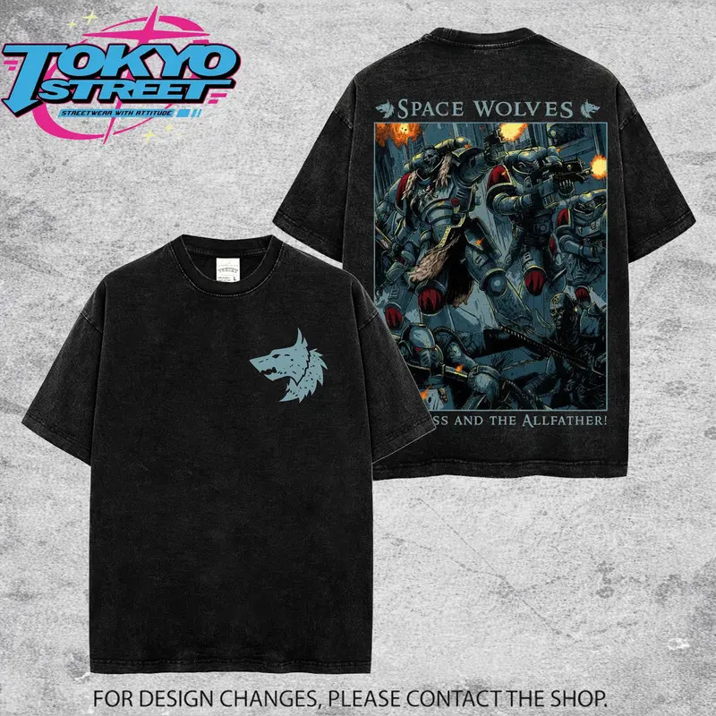 Space Wolves Warhammer 40K Dawn of War IV Retro Grimdark Sci-Fi Graphic T-Shirt