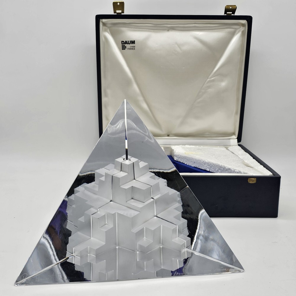 Richard Lauret - Daum Crystal -  Pyramid Sculpture - Atlantide - Signed /700