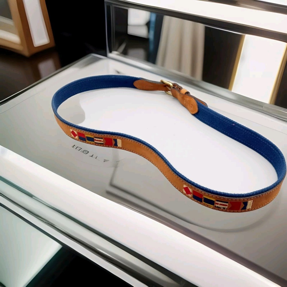 Zep Pro Belt Men's 44 Leather Nautical Signal Flags Brass Buckle Boating Sailing