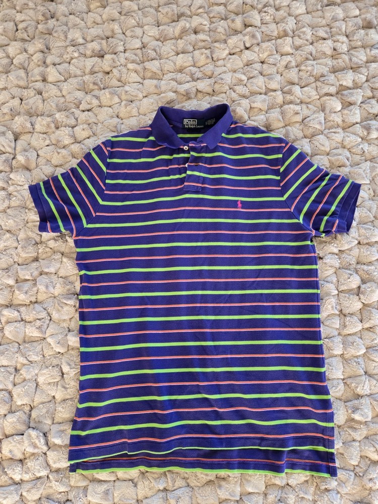 Vintage Polo Ralph Lauren Striped Color Block Multicolor Polo Shirt Size XL
