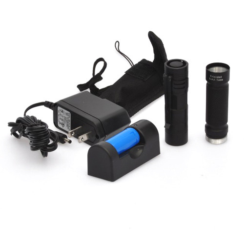 Compact Flashlight Kit: 3W CREE LED, Rechargeable Battery, Charger, Belt Holster
