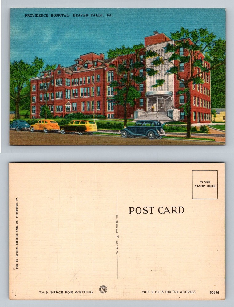 Beaver Falls, PA-Pennsylvania, Providence Hospital Building Vintage Postcard