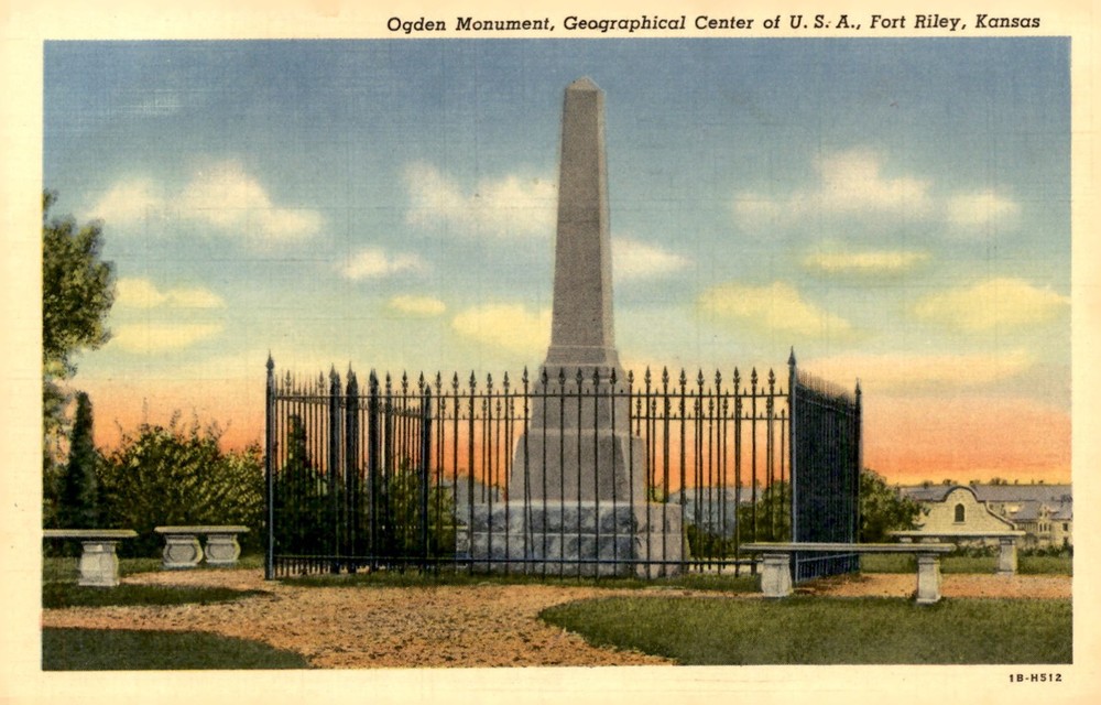 Ogden Monument, Fort Riley, Kansas, 1951 Postcard