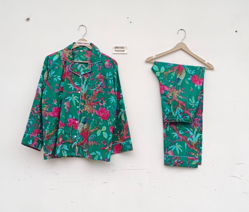 PJ Sets Organic Cotton Long PJ SET Long Sleeve Women Pajama Set  Size S/M/L/XL