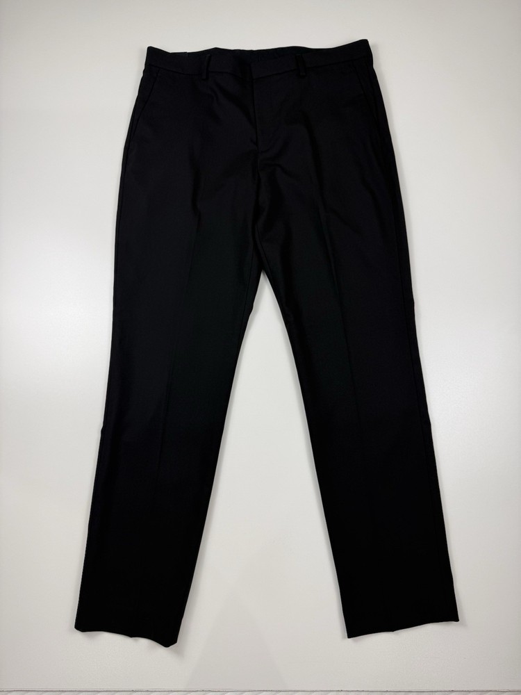 J.CREW Bowery Dress Pants Mens 33x32 Black Wool Slim Flat Front Tailored Work